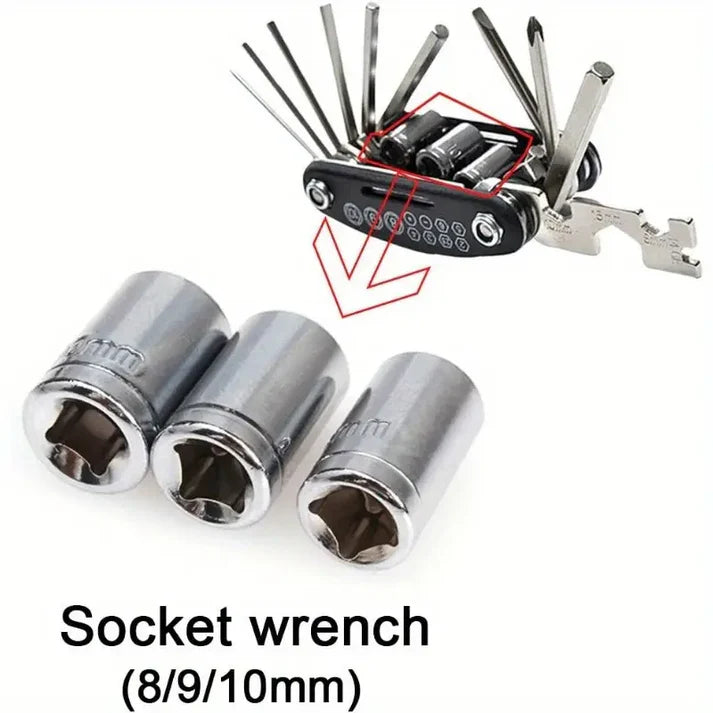 Multifunctional 16 In 1 Portal Bike Tool Kit