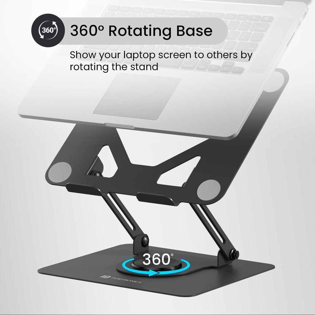 Adjustable Laptop Stand with 360° Rotating Base